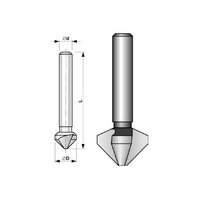 Záhlubník kuželový tříbřitý HSS d6mm 90°  HSS